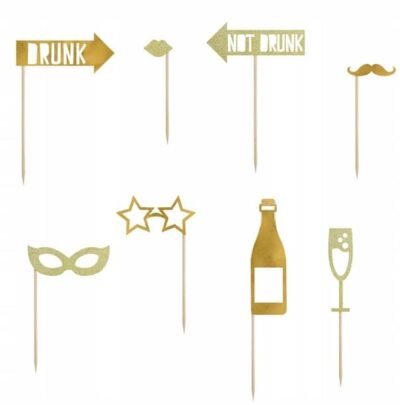 Gadżety do zdjęć, mix złoty, 8 sztuk