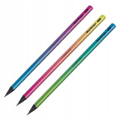 Neonowy ołówek bez gumki HB z czarnego drewna Berlingo