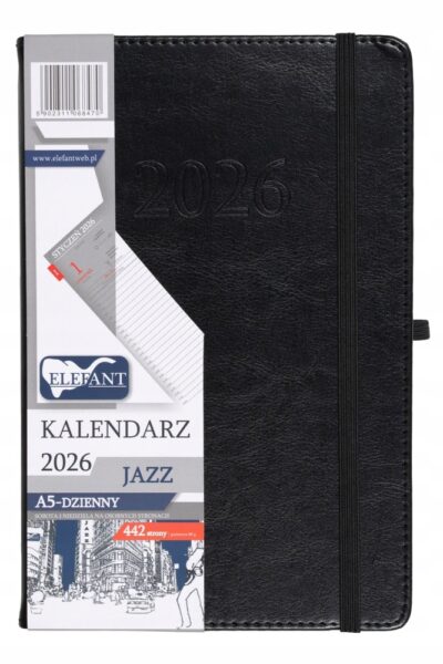 kalendarz książkowy dla biznesmenów czarny 2026 A5 Elefant