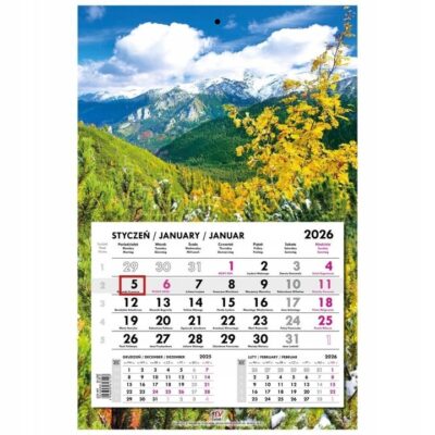 Kalendarz jednodzielny Tatry 2026